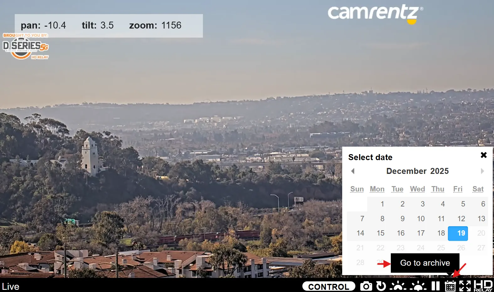 Camera Control Panel - Security Camera Rental